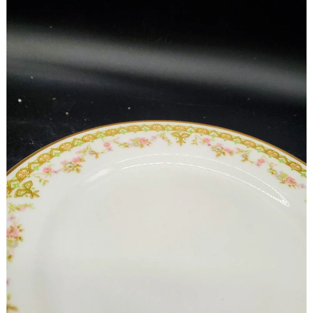 Vintage Haviland Limoges Trianon Lunch Salad Plates Set 3 Pink Rose 7.5